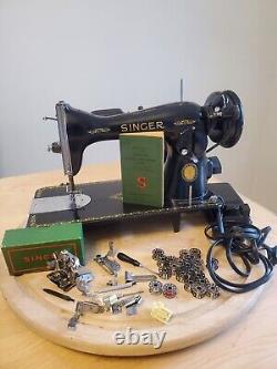 Vintage Singer 15-90 Sewing machine for leather, cotton, lace+attachments+more