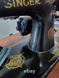 Vintage Singer 15 cabinet Sewing machine for leather, cotton, lace+attachments+