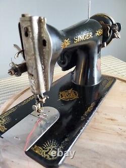 Vintage Singer 15 cabinet Sewing machine for leather, cotton, lace+attachments+