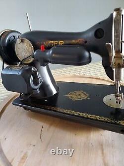 Vintage Singer 15 cabinet Sewing machine for leather, cotton, lace+attachments+