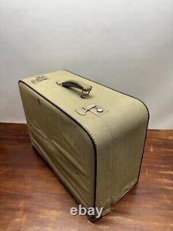 Vintage Singer 215G Sewing Machine Heavy Duty German with Green Tweed Travel Case