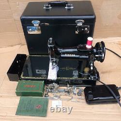 Vintage Singer 221K Featherweight Sewing Machine with attachments and manual