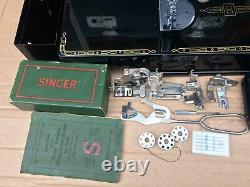 Vintage Singer 221K Featherweight Sewing Machine with attachments and manual