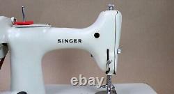 Vintage Singer 221K White Featherweight Sewing Machine with Green Case WORKS