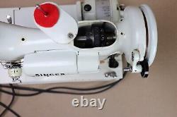 Vintage Singer 221K White Featherweight Sewing Machine with Green Case WORKS