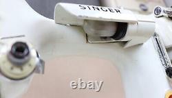 Vintage Singer 221K White Featherweight Sewing Machine with Green Case WORKS