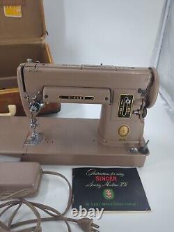 Vintage Singer 301A Long Bed Portable Heavy Duty Sewing Machine + Accessories