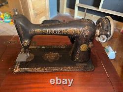 Vintage Singer 66 Sewing Machine with original table and lamp