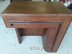 Vintage Singer Art Deco Streamline Sewing Cabinet Original Bench Chair