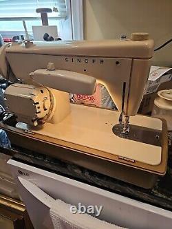 Vintage Singer Fashion Mate Sewing Machine Model 237 Pedal Manual &Extras Works