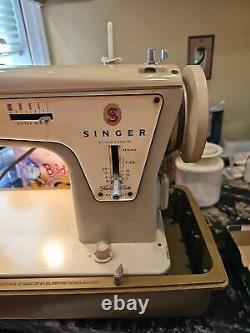 Vintage Singer Fashion Mate Sewing Machine Model 237 Pedal Manual &Extras Works