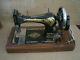 Vintage Singer Hand Crank Antique Sewing Machine With Victorian Decals And Case