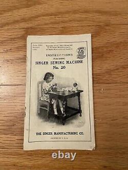 Vintage Singer Model 20 Child's Sewing Machine with Original Box and Instruction