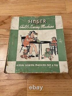 Vintage Singer Model 20 Child's Sewing Machine with Original Box and Instruction