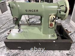 Vintage Singer RFJ8-8 Green Portable 185J Sewing Machine With Case (see Video)