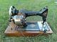 Vintage Singer Sewing Machine In Wooden Case #g7112166 With Hamilton Beach Motor