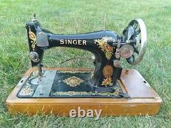 Vintage Singer Sewing Machine In Wooden Case #G7112166 With Hamilton Beach Motor