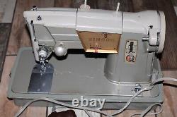 Vintage Singer Sewing Machine Model 328K with Hard Case TESTED! FREE SHIPPING