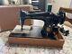 Vintage Black Singer Sewing Machine Model 15-19 With Case