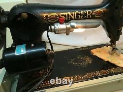 Vtg ANTIQUE 1900s SINGER CAST IRON INDUSTRIAL SEWING MACHINE Plastic Case