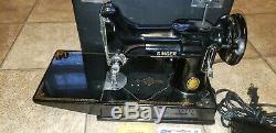 Vtg Antique Singer Portable Electric Sewing Machine 221-1 Case Attachment Lot