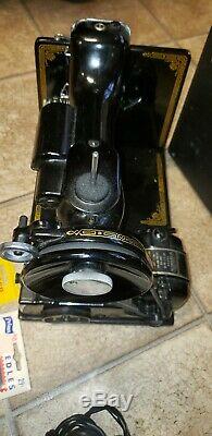 Vtg Antique Singer Portable Electric Sewing Machine 221-1 Case Attachment Lot