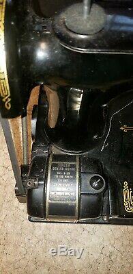 Vtg Antique Singer Portable Electric Sewing Machine 221-1 Case Attachment Lot