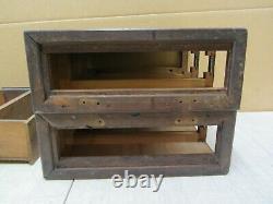 Vtg Antique Singer Treadle Sewing Machine Cabinet Drawers W Frames Triple