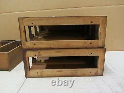 Vtg Antique Singer Treadle Sewing Machine Cabinet Drawers W Frames Triple