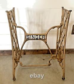 Vtg Antique Singer Treadle Sewing Machine Cast Iron Table Base Legs, Repurpose