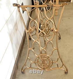 Vtg Antique Singer Treadle Sewing Machine Cast Iron Table Base Legs, Repurpose