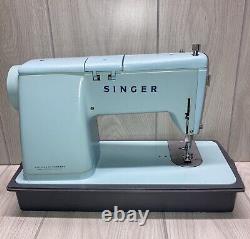 Vtg Blue Singer ZigZag Sewing Machine Model 348 w Accessories Manual Style-Mate