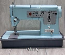 Vtg Blue Singer ZigZag Sewing Machine Model 348 w Accessories Manual Style-Mate