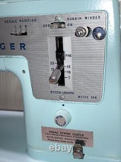 Vtg Blue Singer ZigZag Sewing Machine Model 348 w Accessories Manual Style-Mate