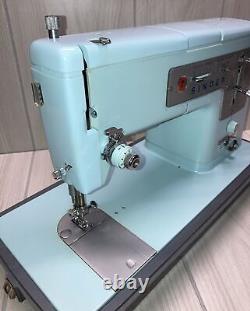 Vtg Blue Singer ZigZag Sewing Machine Model 348 w Accessories Manual Style-Mate