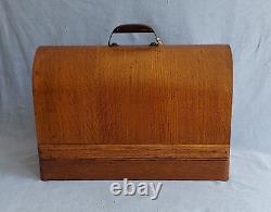 Vtg Singer Sewing Bentwood Case Oak 3/4 Size 99,185,192, 28 &128 WITH KEY