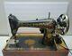 Working Vintage 1910 Singer No. 66 Red Eye Sewing Machine With Knee Pedal & Case