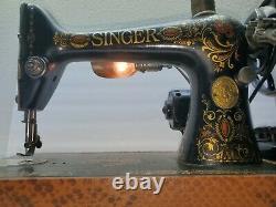 WORKING Vintage 1910 Singer No. 66 Red Eye Sewing Machine with knee Pedal & Case