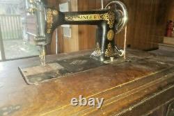 Wheller and Wilson Singer Antique/Vintage hand crank Sewing Machine/wooden table