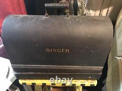 Working 1922 Singer Model 128 Electric Sewing Machine w Pedal Case Black