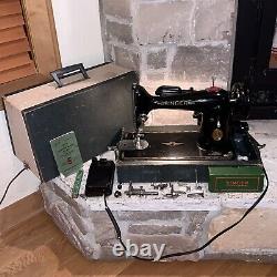 Working Antique 201-K Simanco Black Victorian Scroll Electric Sewing Machine