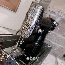 Working Antique 201-K Simanco Black Victorian Scroll Electric Sewing Machine