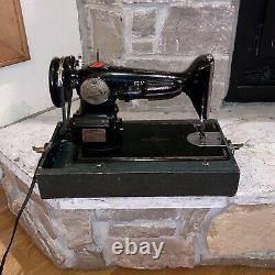 Working Antique 201-K Simanco Black Victorian Scroll Electric Sewing Machine