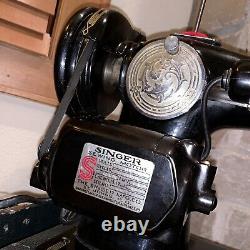 Working Antique 201-K Simanco Black Victorian Scroll Electric Sewing Machine