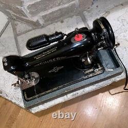 Working Antique 201-K Simanco Black Victorian Scroll Electric Sewing Machine