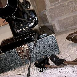 Working Antique 201-K Simanco Black Victorian Scroll Electric Sewing Machine