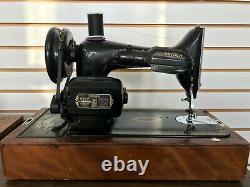 Working Antique Singer 99K Electric Portable Sewing Machine+Bentwood Case
