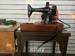 Working Antique Singer 99K Electric Portable Sewing Machine+Bentwood Case