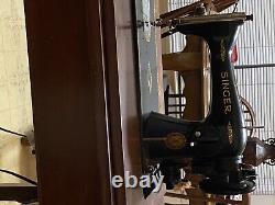 1904 Antique Singer Machine À Coudre Modèle 27-4 Sphinx Treadle #b330883 & Extras