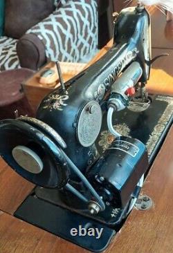 1910 Antique Singer 66 Redeye Machine À Coudre En Cabinet Vtg Collectors Modèle